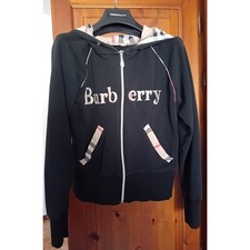 Felpa Burberry Donna Nera S Cappuccio, Maglia Burberry, Maglietta Donna Burberry