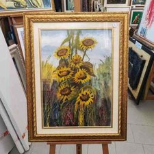 Giovanni Lovetti. Pittore Ferrarese litografia girasoli 70x50 cm