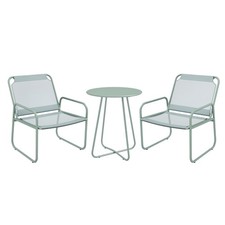 Outsunny Set da Giardino con Tavolo Rotondo e 2 Sedie in Acciaio e Tessuto Verde