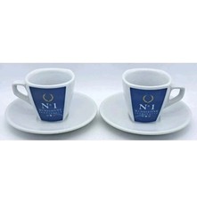 2 TAZZINE/TAZZE CON PIATTINI PUBBLICITARIE-NUMBER ONE N°1 SPORT CAFFÈ-MADE ITALY