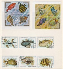 Francobolli attuali collezione di pesci 12 blocchi da 4 e 1 foglio omaggio P&P! 12484