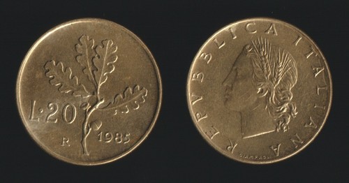 Lire 1985 ramo quercia - ramo, di
