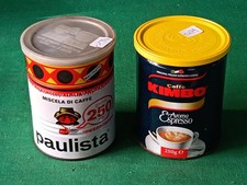 COPPIA BARATTOLI MISCELA CAFFÈ LAVAZZA PAULISTA & KIMBO IN LATTA CON TAPPO. CX79