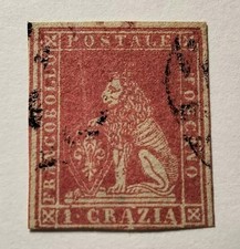 Antichi Stati. Toscana, 1851, 1 Crazia Annullato, Carta Grigia. Firmato.