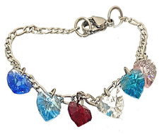Bracciale da donna in acciaio inox con ciondoli cuore swarovski braccialetto