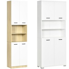 kleankin Mobile Bagno con 2 Armadietti ad Ante e 2 Ripiani Aperti Bianco