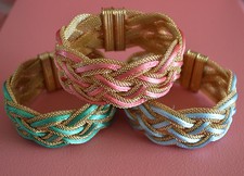 Magnetic Pink, Blue, Green Bracelet Cuff - Yellow Gold Plating Manetic Bracelet