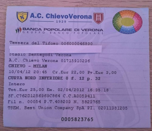 Biglietto stadio ticket c - biglietto,
