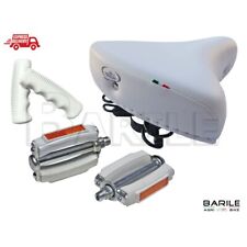 Sella MONTEGRAPPA 07F + Manopole + Pedali Bianco Bici Graziella - Olanda - City