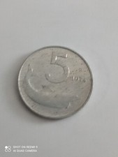 Moneta da 5 Lire Delfino e Timone del 1974