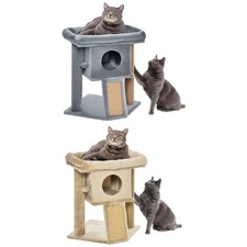 PawHut Albero per Gatti con Casetta, Lettino e Tiragraffi in Juta