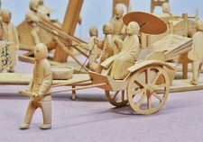 RARA collezione di statuine in legno bianco PRIMO XX secolo da Ningbo, Cina