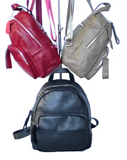 zaino donna zainetto VERA PELLE piccolo tasche tracolla leggero nero