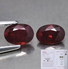 COPPIA DI RUBINI NATURALI 0,64 CT. & 0,57 CT. OVALE CERTIFICATO GFCO