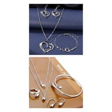 Lotto 2 parure Collana bracciale orecchini anello in argento tibetan Idea Regalo