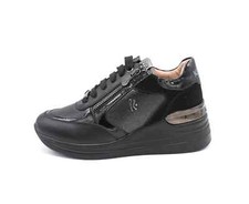 Keys scarpe da donna sneakers pelle con zeppa alta ginnastica K9814 nero 38 39