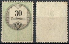 LOMBARDO VENETO 1854 MARCA DA BOLLO c. 30 CALCOGRAFICO NUOVO SENZA GOMMA SASS. 8