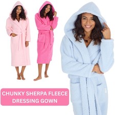 Accappatoio donna linea lunga grosso sherpa pile con cappuccio taglie S-XL