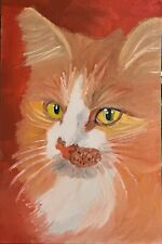 Quadro Gatto Rosso, olio su