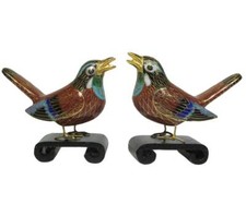 Coppia uccelli in cloisonnè
