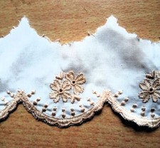 mt. 7,60  MERLETTO PIZZO SANGALLO * col. ECRU' Batista Cotone Ricamo  Alto cm 5