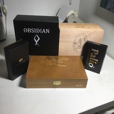 Lotto 3 scatole vuote per sigari premium + scatole tagliasigari accendino - ossidiana, Cohiba, Palio