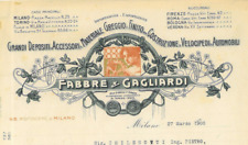 Carta int. FARBE & GAGLIARDI Costruzione Velocipedi e Automobili. Milano 1905