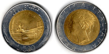 Italia 500 lire, 1986 (Testa
