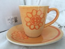 Thun ceramica da tavola tazza te colazione con piattino grande girasole