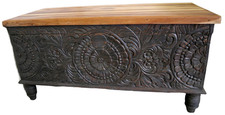 Cassapanca in legno di Teak intarsiato tipo Mala cm 120x50x60 capiente