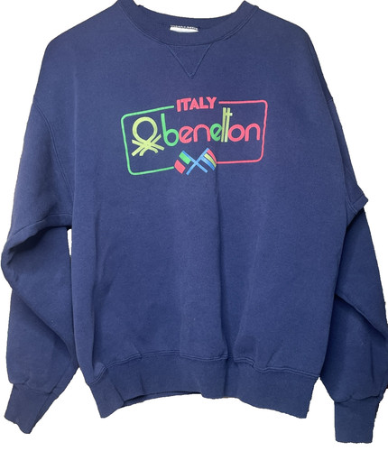 Felpa benetton vintage blu - benetton,
