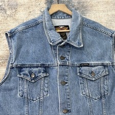 Harley davidson denim vest - denim, y2k