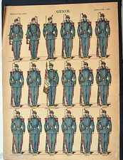Soldatini francesi GENIE GENIO ediz. Pellerin su foglio carta cm. 29x40
