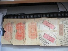 lotto 5 antichi documenti fiscali INDIA con marche e bolli REGINA VITTORIA