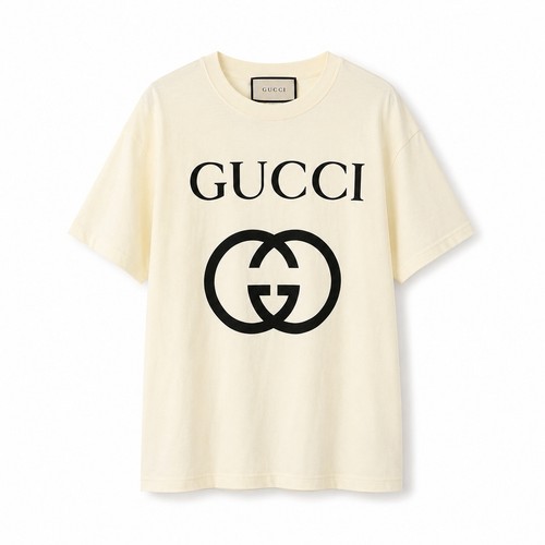 Shirt gucci uomo panna logo - t-shirt,