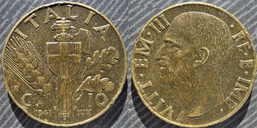 Italy centesimi 1941 - , 10