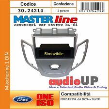 MASCHERINA AUTORADIO 1 DIN FORD FIESTA DAL 2009 IN POI ADATTATORE UN DIN SILVER