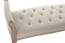 PANCA DIVANO IN LEGNO SHABBY DA CAMERA CON BRACCIOLI IMBOTTITA TESSUTO PANCHETTA