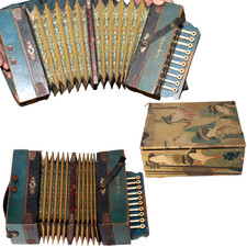 Fisarmonica Tombo Giapponese Vintage Artigianale Tipo Bottone Scatola Stile Edo Design