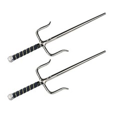 Set 2 Sai Karate 21" Cromato Ottagonale Acciaio Inox Pratica Arti Marziali