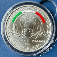 ITALIA 2024 150 ANNI GUGLIELMO MARCONI 100 ANNI RADIO MONETA 5 EURO ARGENTO FDC