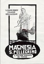 PUBBLICITA' 1926 MAGNESIA S. PELLEGRINO PRODEL MONDO NAVE OCEANO CAPPADONIA 