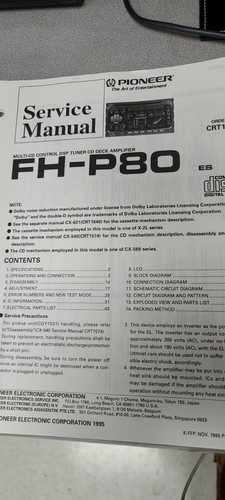 Pioneer p80 manuale di - pioneer,