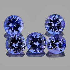 3.80 mm 5 pieces Round Natural Intense Purple Blue Tanzanite (Flawless-VVS)