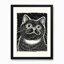 Exotic Shorthair Linocut