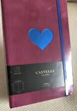 Quaderno rigido sfoderato 13x21 cm in rosa lampone con cuore di Castelli Milano