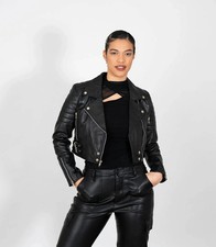 Giacca biker donna pelle nera