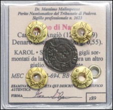 Regno di Napoli Carlo II d'Angiò Denaro Gherardino Monete medievali Sigillata