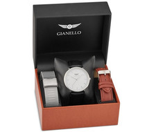 SET OROLOGIO GIANELLO TRI-LUXE 3 CINTURINI INTERCAMBIABILI 40MM - ARGENTO