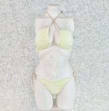 BIKINI GIALLO CHIARO DUE PEZZI FASCIA PARTICOLARE COLLO SLIP BEIGE MODA PARTICOL